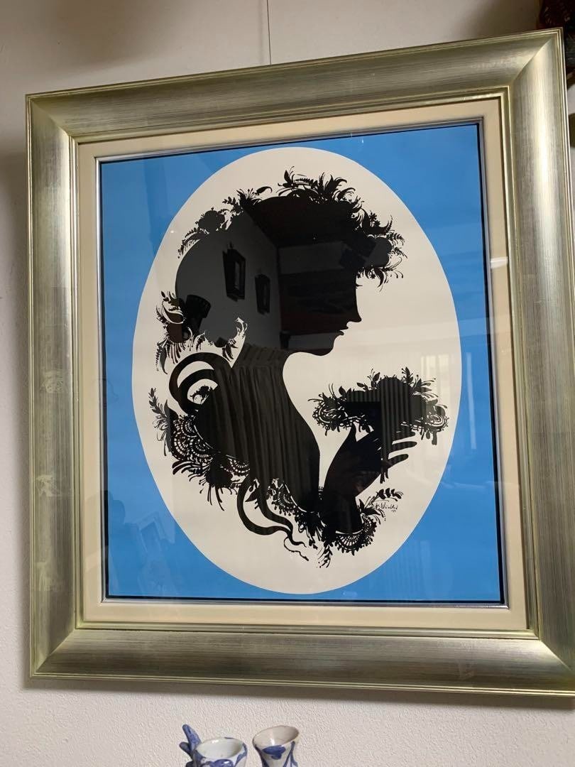 Blue Bjorn Wiinblad Vintage Silhouette Girl Blue Silk Screen Poster Silver Frame: Blue Bjorn Wiinblad Vintage Silhouette Girl Blue Silk Screen Poster Silver Frame This listing features Blue Bjorn Wiinblad Vintage Silhouette Girl Blue Silk Screen Poster Silver Frame. Item specifics