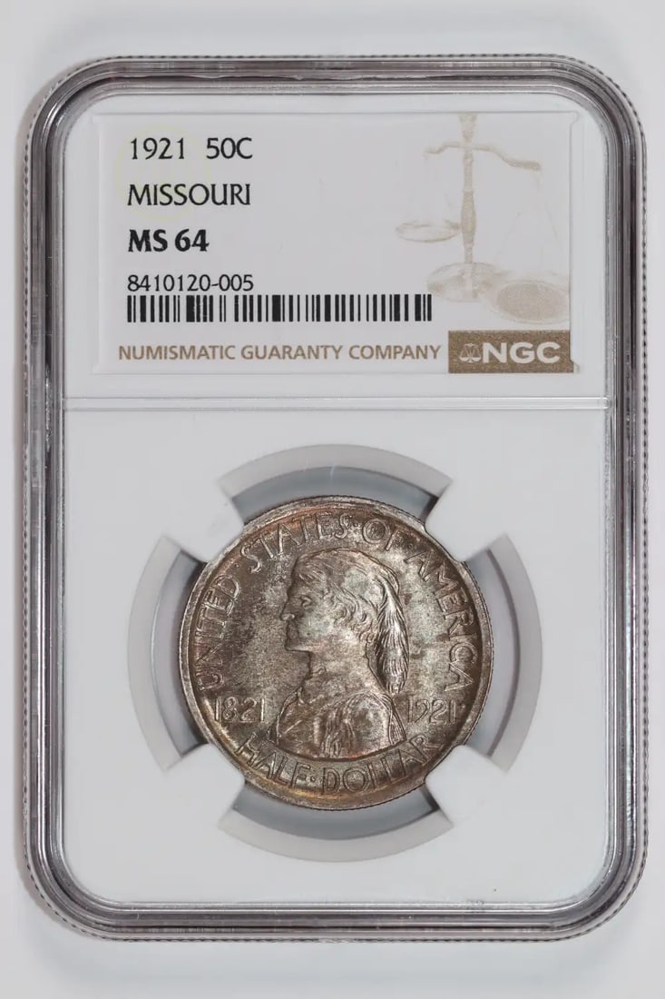 MS64 1921 MISSOURI COMMEMORATIVE HALF DOLLAR NGC: MS64 1921 MISSOURI COMMEMORATIVE HALF DOLLAR NGC This listing features MS64 1921 MISSOURI COMMEMORATIVE HALF DOLLAR NGC. Item specifics are provided below. Item Specifics: Country Of Origin: USA
