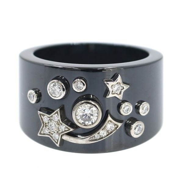Rare CHANEL Comet Star Cosmic Do Diamond Ring US4.5-5 Black Ceramic in (1 of 7)