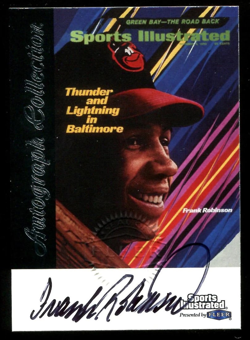 Card Frank Robinson 1999 Fleer Sports Illustrated Autograph Collection: Card Frank Robinson 1999 Fleer Sports Illustrated Autograph Collection This listing features Card Frank Robinson 1999 Fleer Sports Illustrated Autograph Collection. Item specifics are provided below.