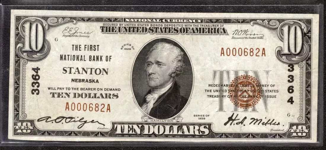(682A) 1929 $10 FIRST NATIONAL BANKNOTE CURRENCY STANTON NEBRASKA (1 of 2)