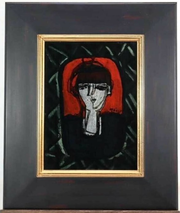 Framed Tetsuo Mizu (Tokyo 1967)- Girl Original Painting Oil on Glass Signed (1 of 9)