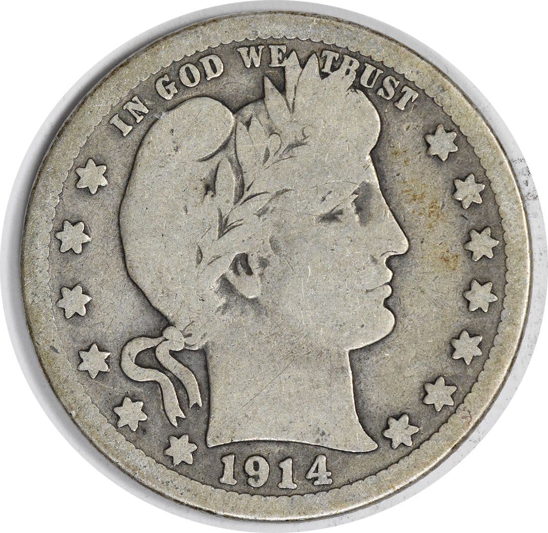Uncertified 1914-S Barber Silver Quarter G (1 of 2)