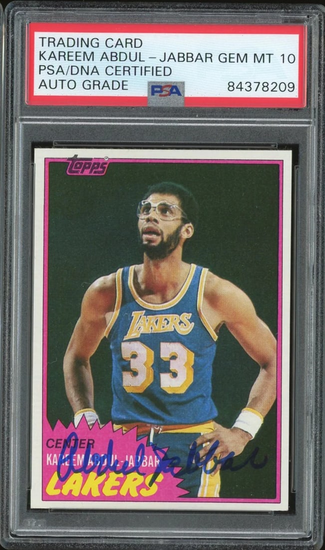 (PSA) Kareem Abdul-Jabbar Autographed 1981-82 Topps Card (1 of 2)