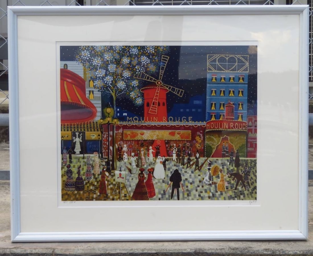 Art Isabelle Baillien Moulin Rouge Hand Signed Silkscreen Limited 350 Paris (1 of 10)