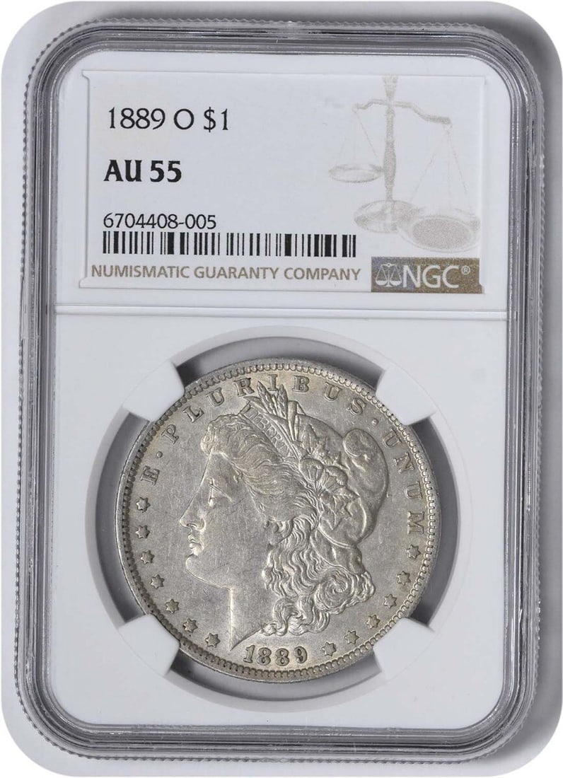 NGC 1889-O Morgan Silver Dollar AU55: NGC 1889-O Morgan Silver Dollar AU55 This listing features NGC 1889-O Morgan Silver Dollar AU55. Item specifics are provided below. Item Specifics: Country Of Origin: United States Certification: