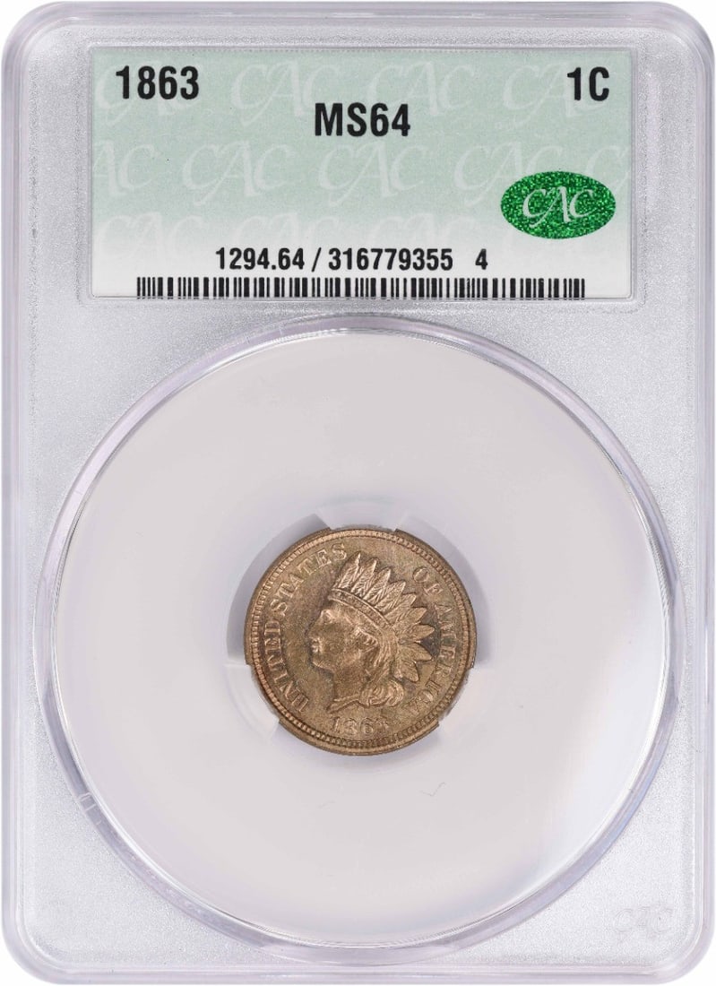 CACG 1863 Indian Cent MS64: CACG 1863 Indian Cent MS64 This listing features CACG 1863 Indian Cent MS64. Item specifics are provided below. Item Specifics: Country Of Origin: United States Certification: CACG