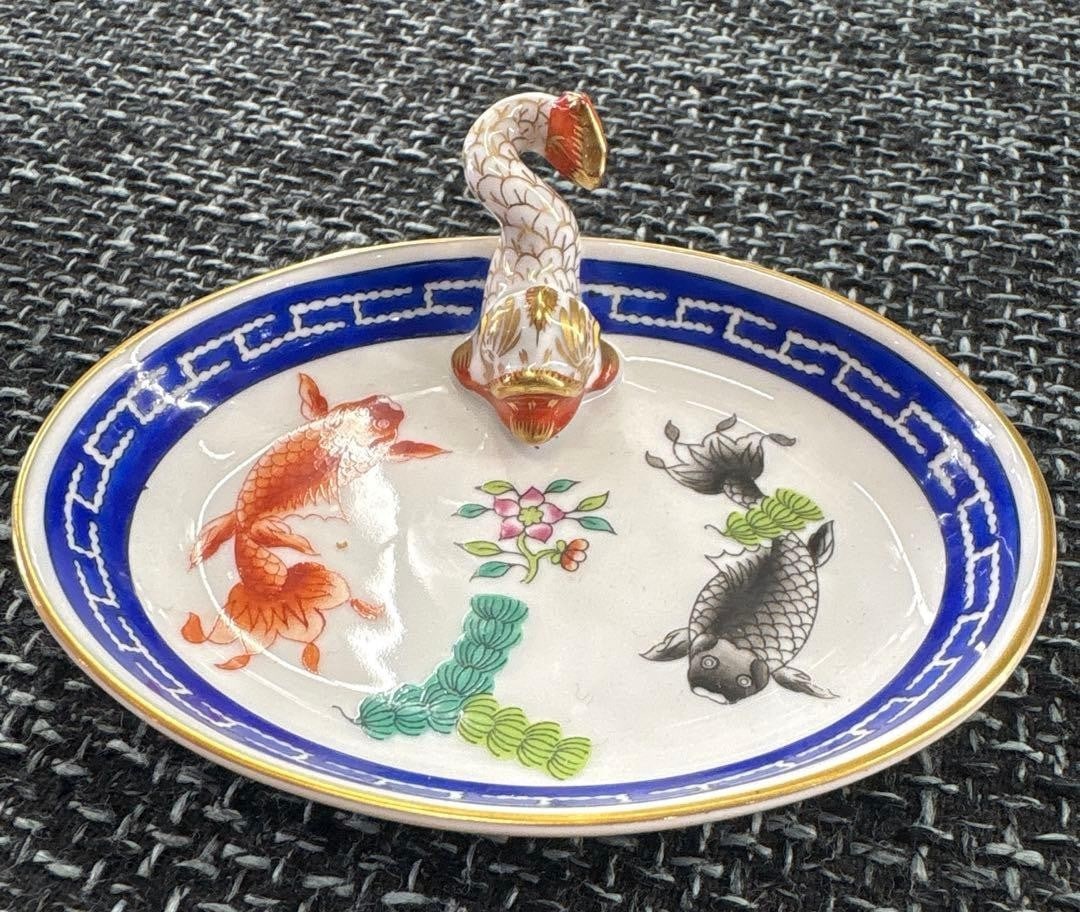 Tableware Herend Poisson Mini Tray Dish 9.7cm 3.8in Porcelain Rare Collectible (1 of 4)
