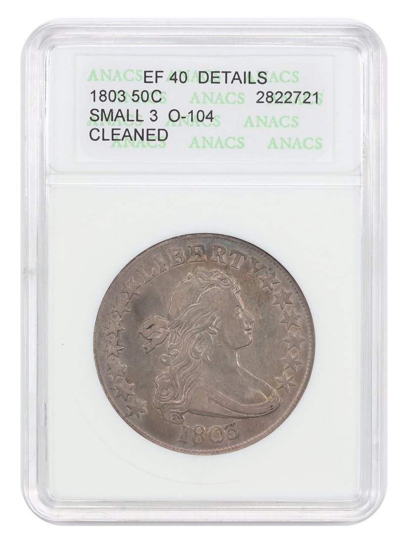 Draped Bust Half Dollar - 1803 50C ANACS XF Details (O-104, Small 3, Cleaned) (1 of 4)