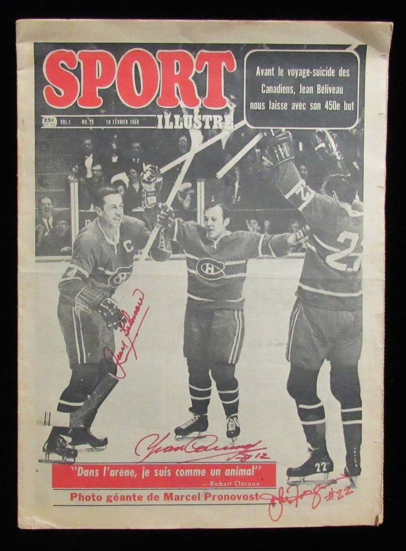 196774 1969 Sport Illustre Full Newspaper Multi-Signed by (3) Montreal Canadiens (1 of 5)