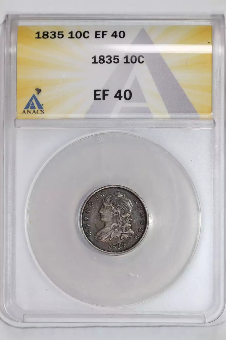 XF40 1835 CAPPED BUST DIME ANACS (1 of 2)