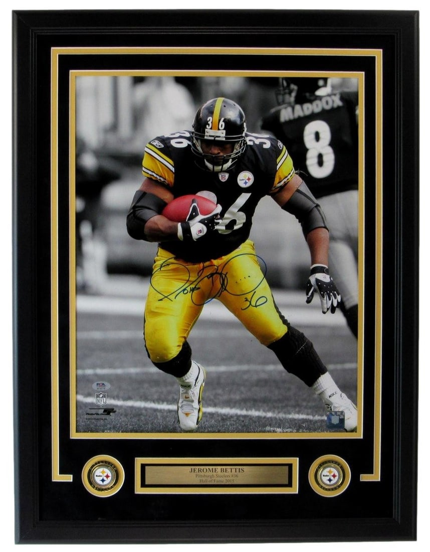 205087 Jerome Bettis HOF Signed 16x20 Photo Framed Pittsburgh Steelers PSA/ DNA (1 of 4)