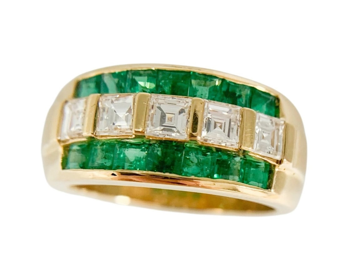 8.5 Adler Emerald 1.34ct Diamond 0.93ct 18K Gold Bold Statement Band Ring US: 8.5 Adler Emerald 1.34ct Diamond 0.93ct 18K Gold Bold Statement Band Ring US This listing features 8.5 Adler Emerald 1.34ct Diamond 0.93ct 18K Gold Bold Statement Band Ring US. Item specifics are prov