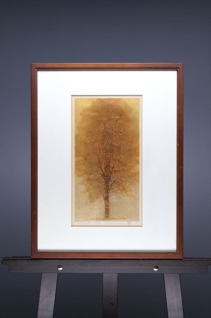 Authentic Hajime Namiki Tree Scene 25 Woodblock 1993 Signed ED 142/ 300 Framed (1 of 10)