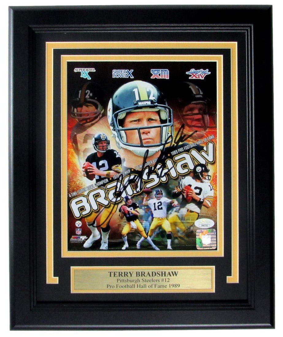 163381 Terry Bradshaw HOF Pittsburgh Steelers Signed/ Auto 8x10 Photo Framed JSA (1 of 3)