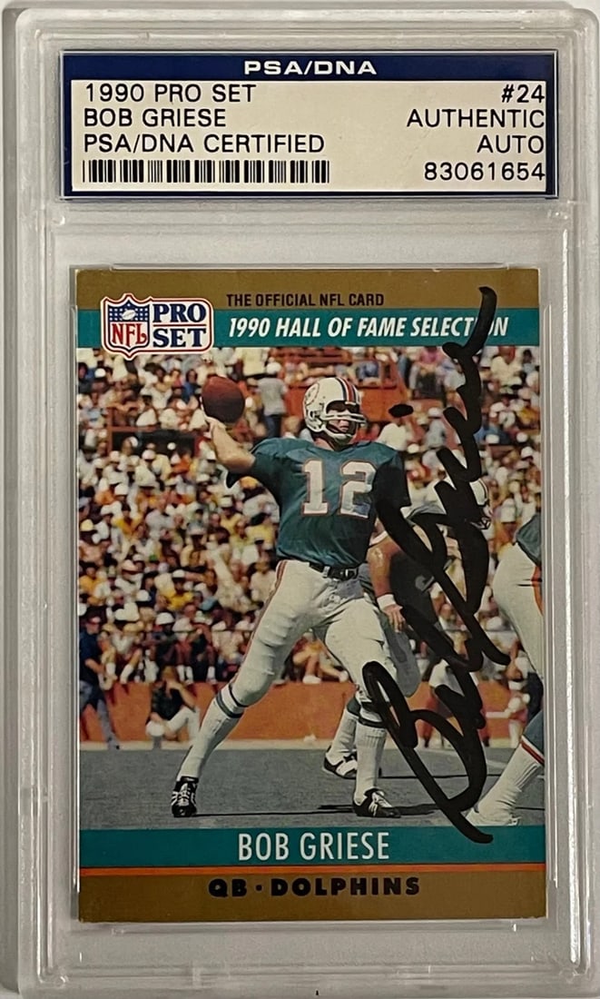 (PSA) Bob Griese autographed 1990 Topps Card #24 (1 of 2)