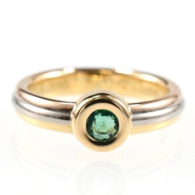 48 Cartier Vintage Emerald Monostone 18k Tri Color Gold Stack Pinky Band Ring EU (1 of 9)