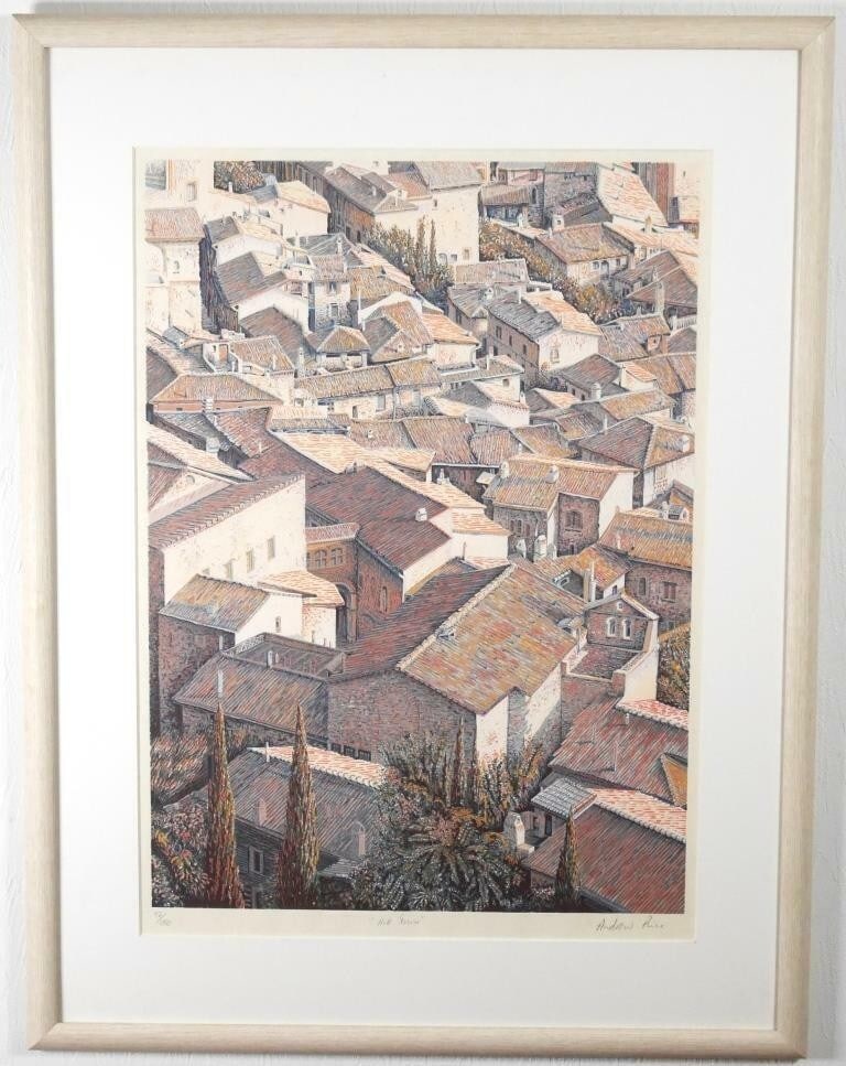 Hill Town Italy Original Lithograph Print Signed Numbered Framed - Andrew Price (1 of 9)