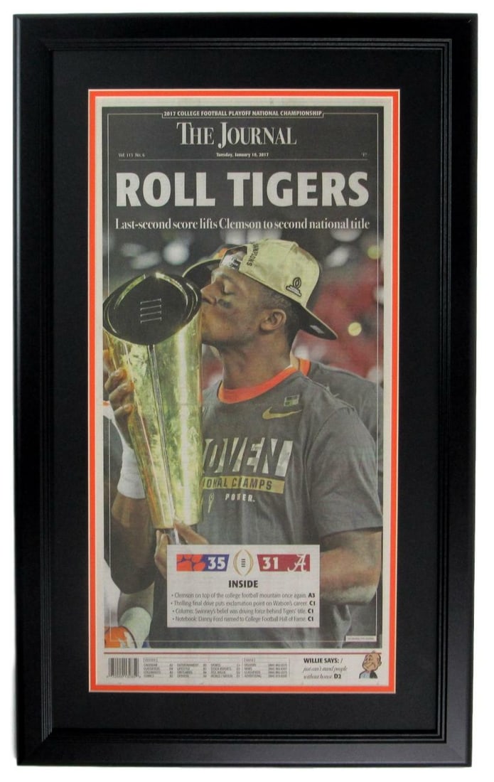 152280 The Journal 2016 Clemson Tigers National Champs Newspaper Framed: 152280 The Journal 2016 Clemson Tigers National Champs Newspaper Framed This listing features 152280 The Journal 2016 Clemson Tigers National Champs Newspaper Framed. Item specifics are provided