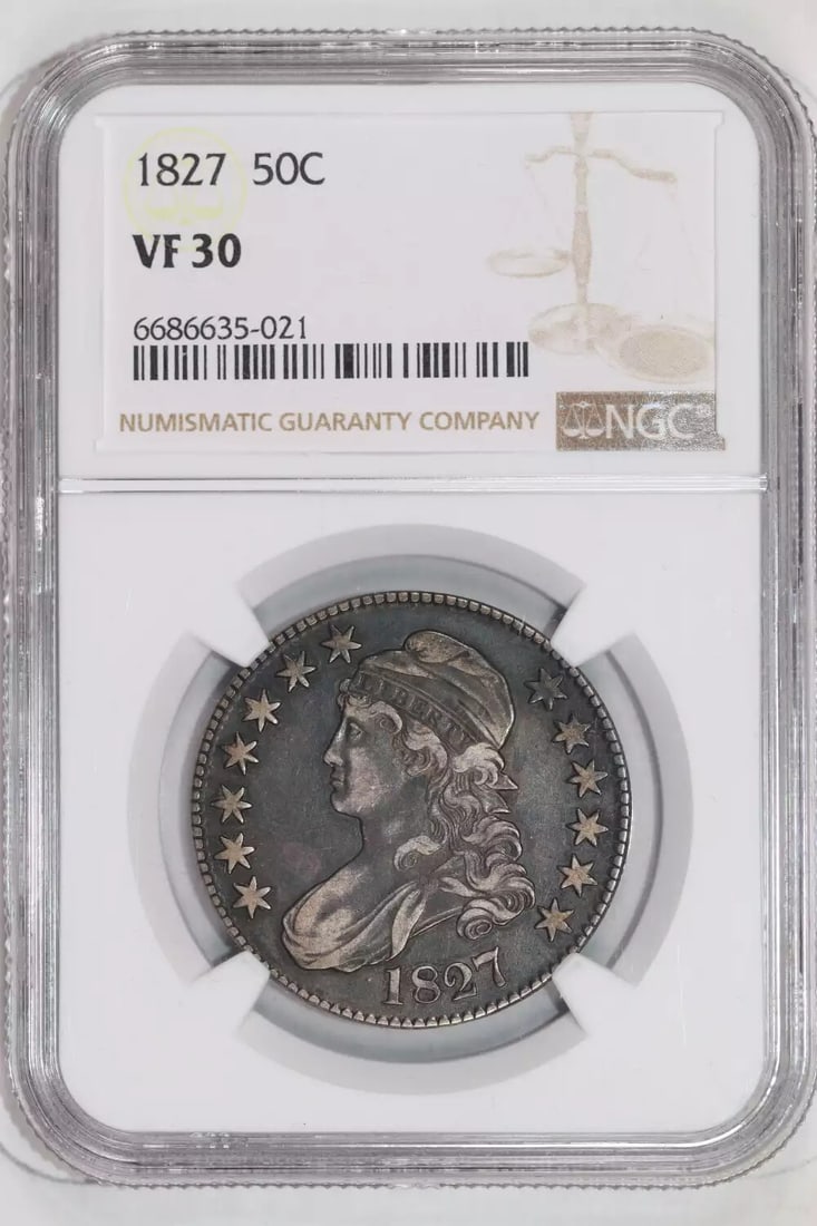 VF30 1827 CAPPED BUST HALF DOLLAR NGC: VF30 1827 CAPPED BUST HALF DOLLAR NGC This listing features VF30 1827 CAPPED BUST HALF DOLLAR NGC. Item specifics are provided below. Item Specifics: Country Of Origin: USA Certification: NGC