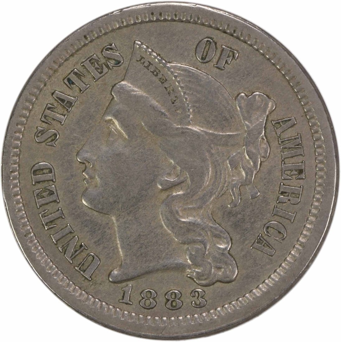 Uncertified 1883 Three Cent Nickel AU (1 of 2)