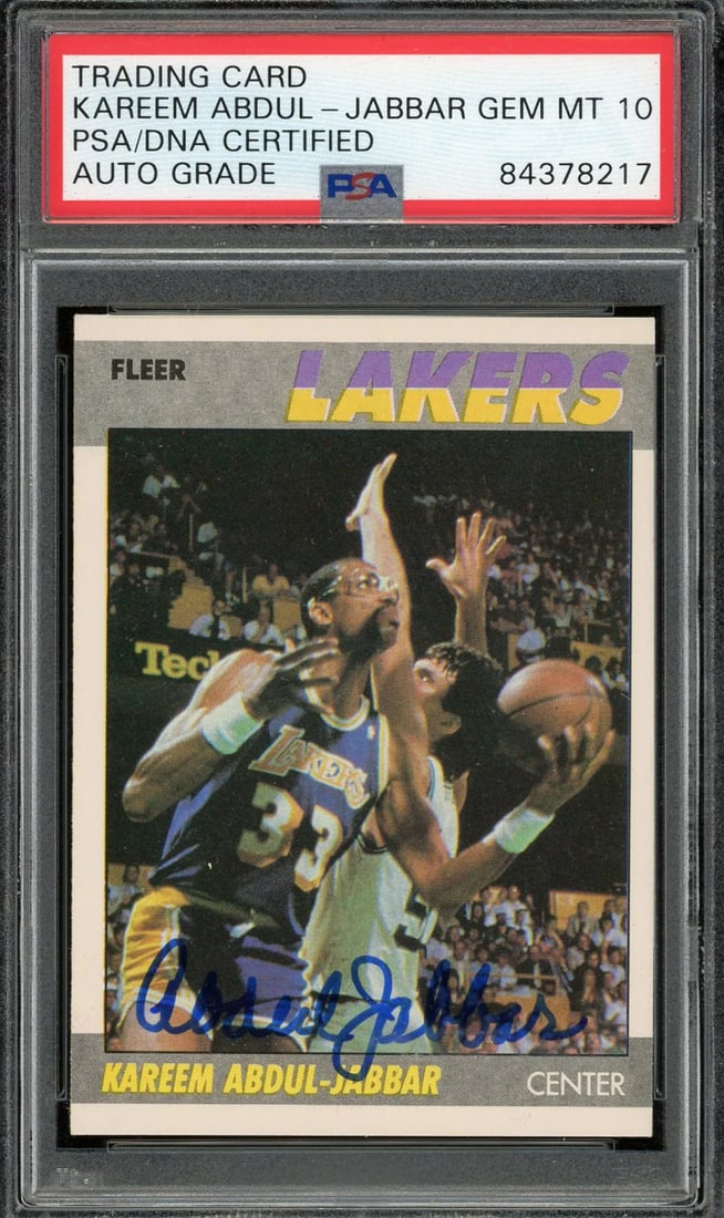 (PSA) Kareem Abdul-Jabbar Autographed 1987 Fleer Card (1 of 2)