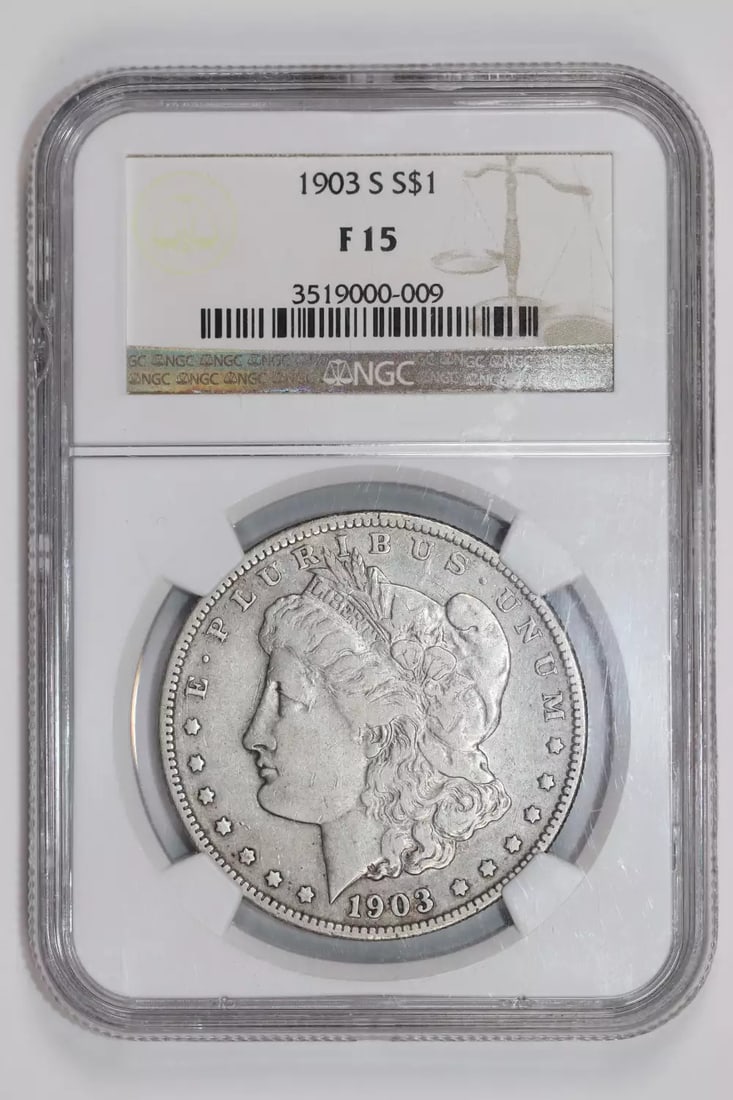F15 1903-S MORGAN DOLLAR NGC: F15 1903-S MORGAN DOLLAR NGC This listing features F15 1903-S MORGAN DOLLAR NGC. Item specifics are provided below. Item Specifics: Country Of Origin: USA Certification: NGC Composition: Silver