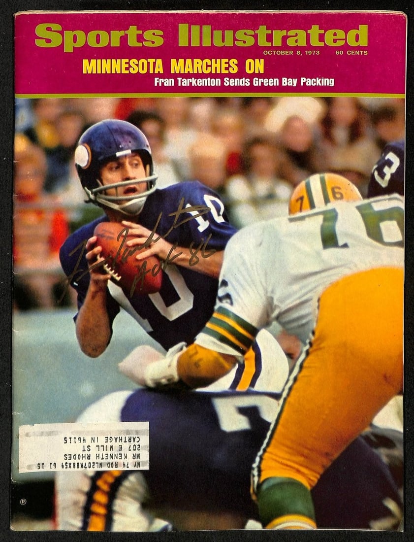 201258 Fran Tarkenton HOF Signed/ Inscr 10/ 8/ 1973 Sports Illustrated Magazine JSA: 201258 Fran Tarkenton HOF Signed/ Inscr 10/ 8/ 1973 Sports Illustrated Magazine JSA This listing features 201258 Fran Tarkenton HOF Signed/ Inscr 10/ 8/ 1973 Sports Illustrated Magazine JSA. Item