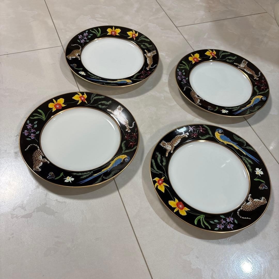 Tableware LYNN CHASE Jaguar Jungle Large Plate 21cm Set Of 4 Rare Collectible (1 of 7)