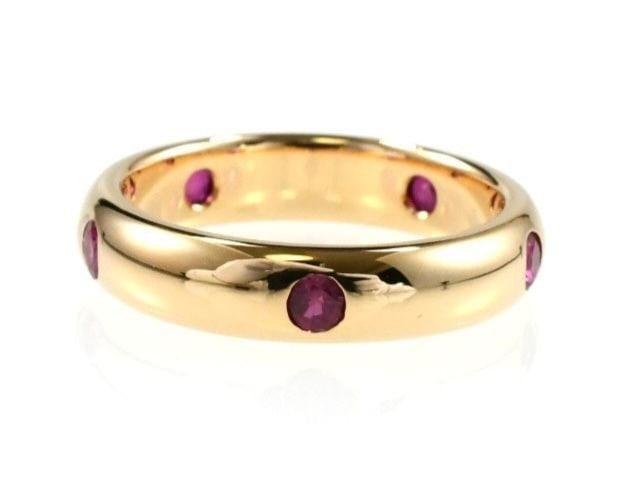 Ring Vintage Cartier Stella 5P Ruby 18k Yellow Gold Band Ring Size 47 US 4 Pinky (1 of 7)