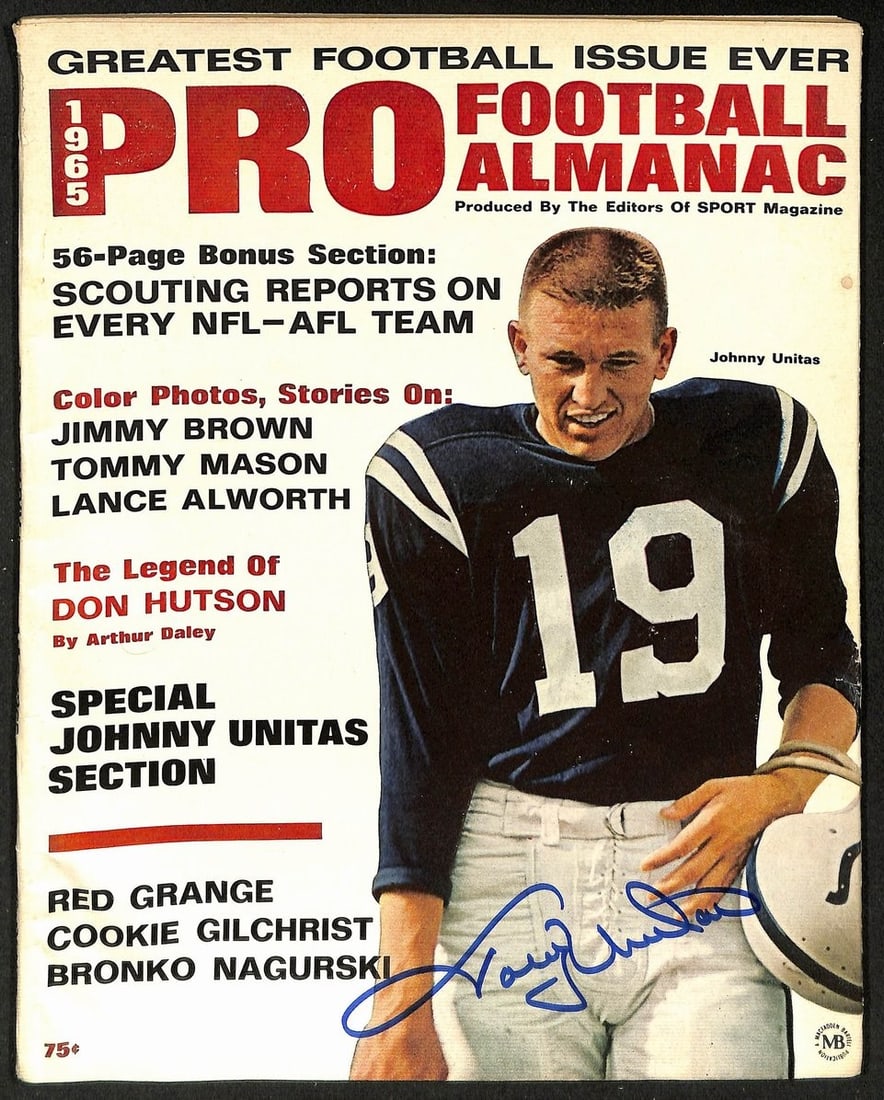 DNA Johnny Unitas Signed/ Autographed 1965 Football Almanac No Label PSA/ (1 of 2)
