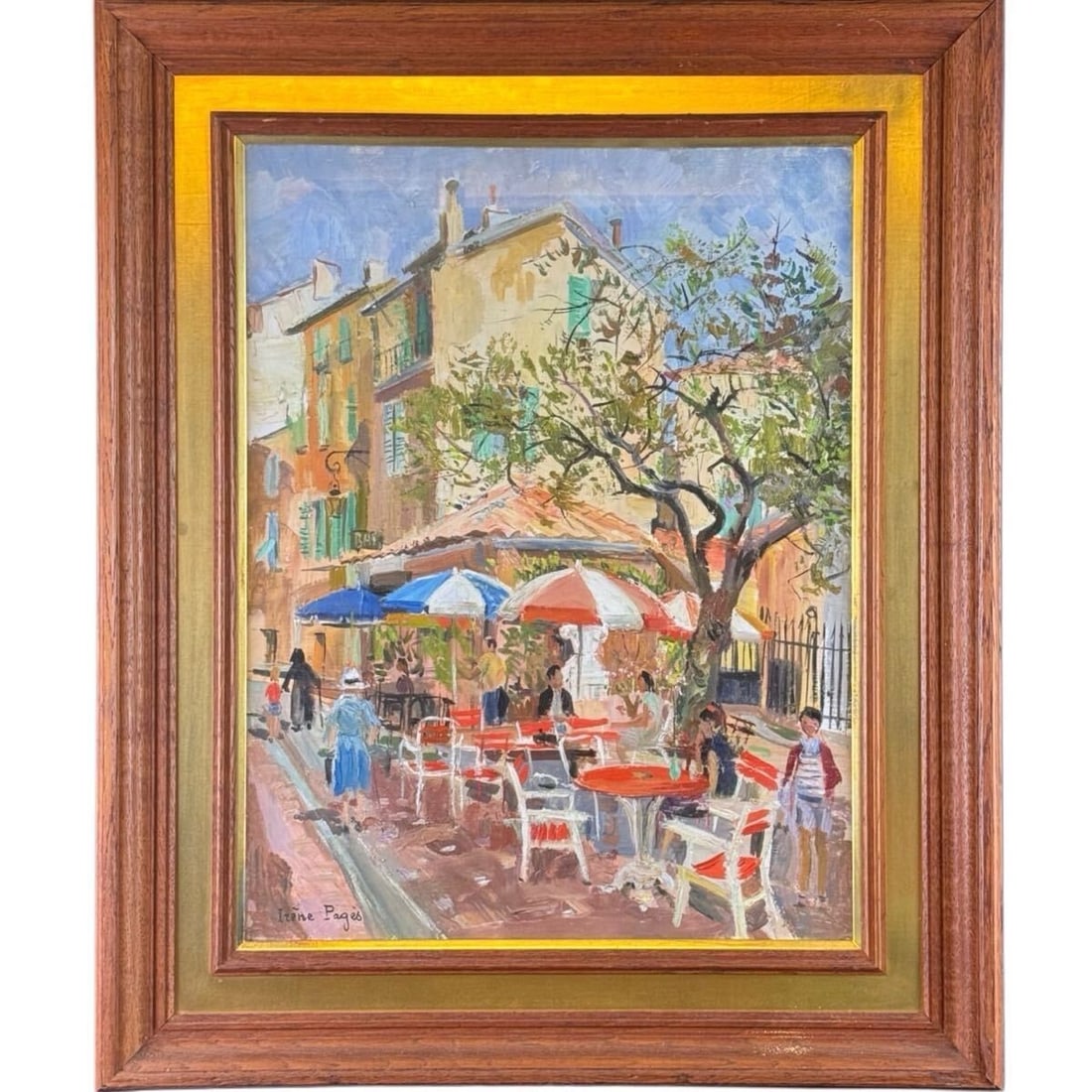 Signed Irne Pags Original Oil Painting Terrace P15/ French Caf Scene/ (1 of 9)