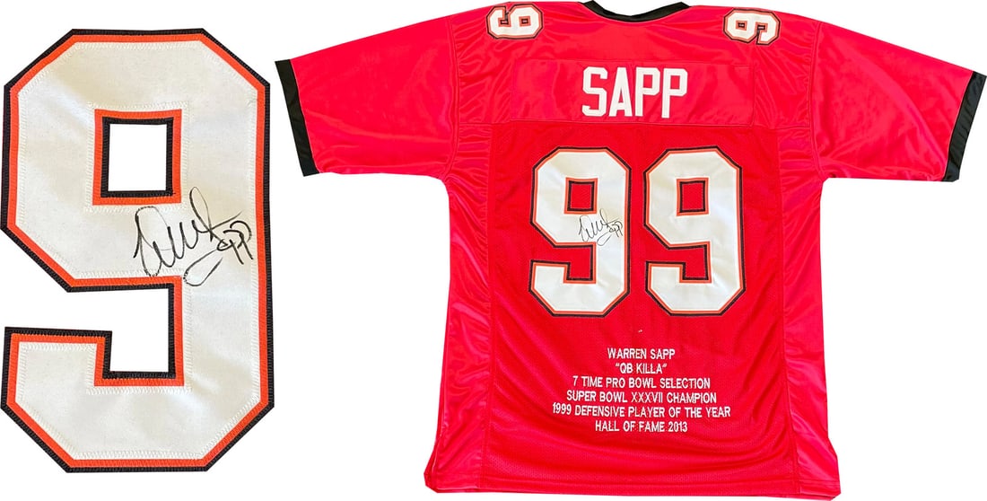 (PSA) Warren Sapp Autographed Tampa Bay Buccaneers Embroidered Jersey (1 of 3)