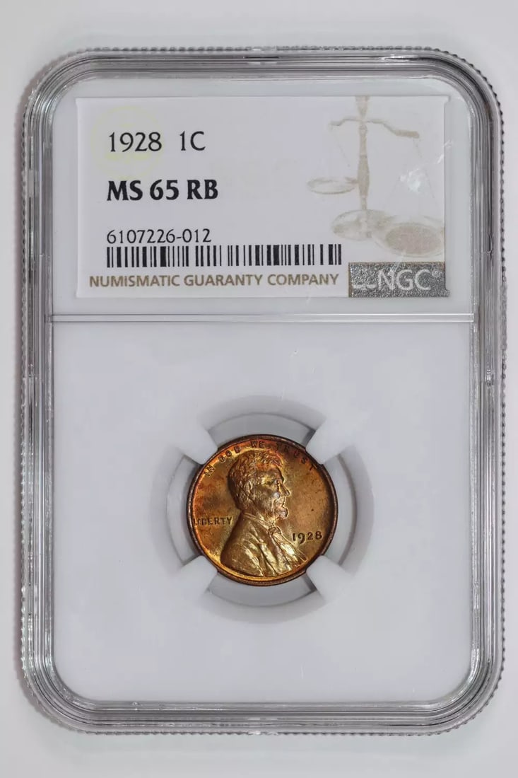 VERY PQ - 1928 LINCOLN WHEAT CENT NGC MS65 RB (1 of 2)
