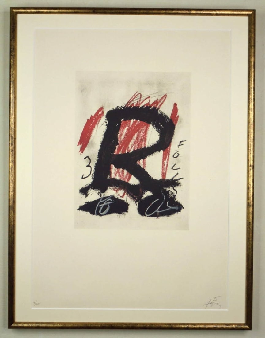 Authentic Antoni Tapies La Clau Del Foc Lithograph 1973 Signed ED75 Framed (1 of 5)
