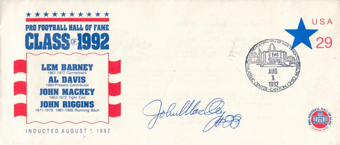 Cache John Mackey Autographed 1992 Commemorative HOF Inductee (1 of 1)