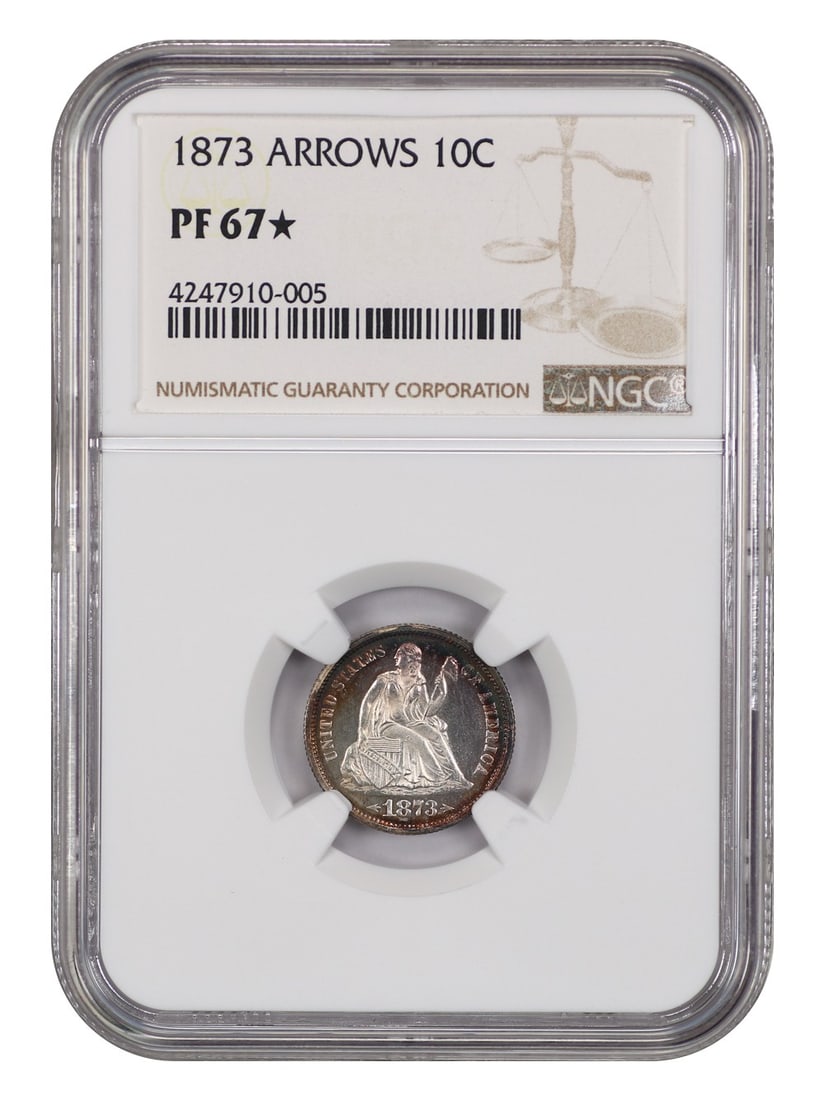 Stunning Appearance - 1873 10C NGC PR67 *Star* (Arrows) - Liberty Seated Dime (1 of 6)