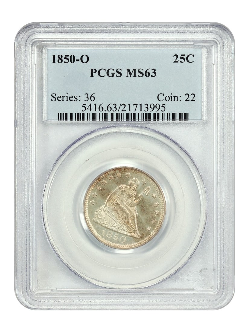 Liberty Seated Quarter - 1850-O 25C PCGS MS63 (1 of 4)