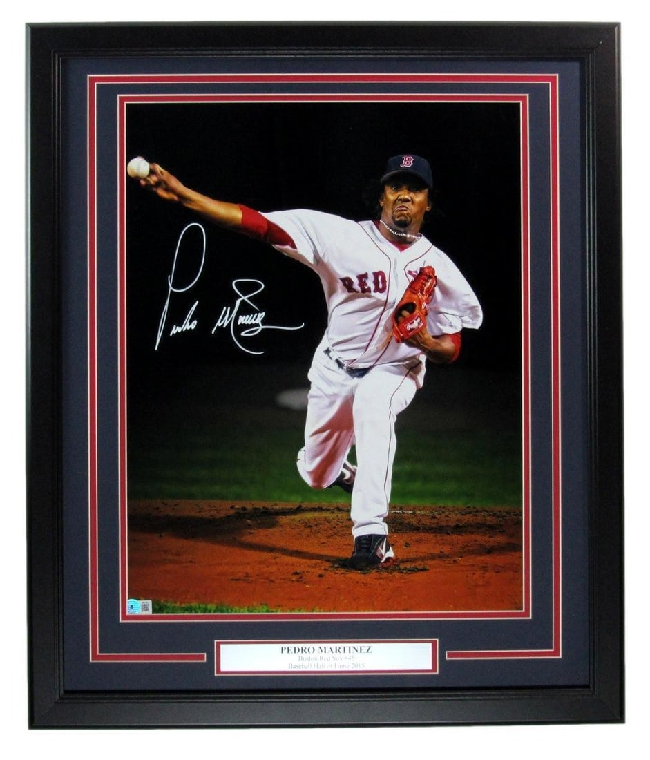 176777 Pedro Martinez HOF Autographed 16x20 Photo Boston Red Sox Framed Beckett (1 of 4)