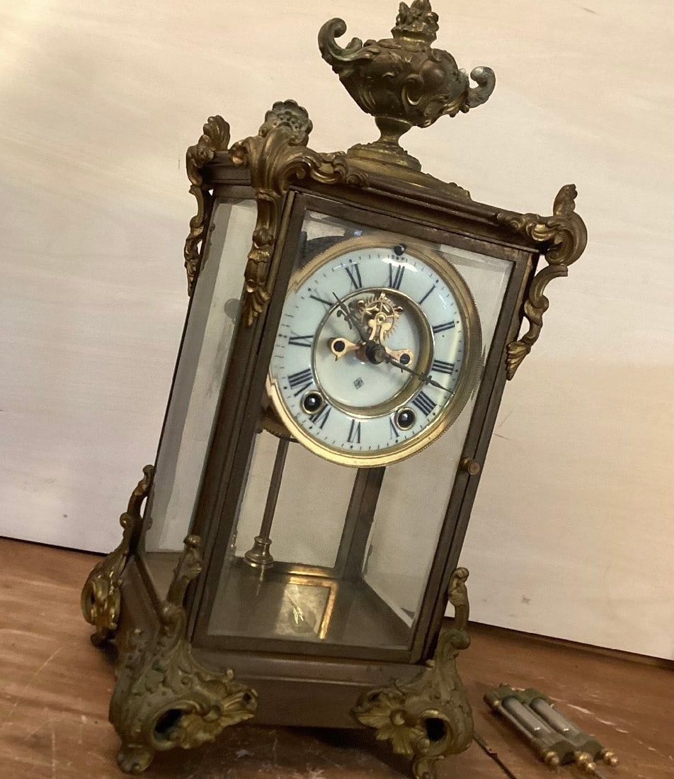 Junk Ansonia Table Clock Pendulum Springamerican 5792G Retro Antique Interior (1 of 9)