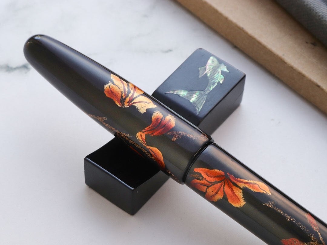 Type Wancher Fountain Pen Vietnam Son Mai Ebonite Urushi Bauhinia 18K Gold Nib A (1 of 2)