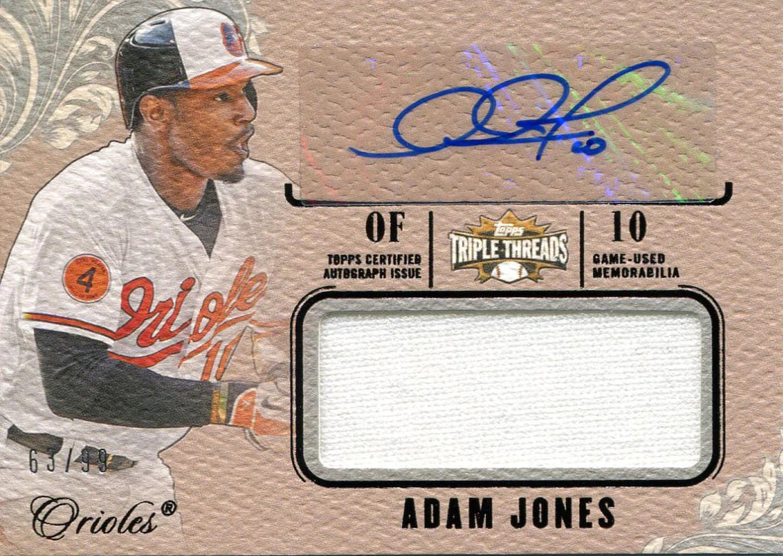 Card Adam Jones Autographed 2014 Topps Triple Threads Jersey (1 of 1)