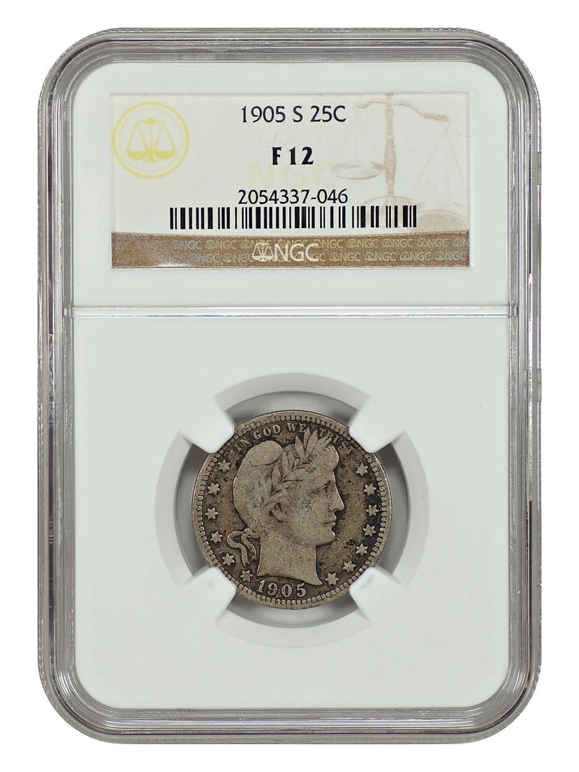 Underrated Key Date - 1905-S 25C NGC Fine 12 - Barber Quarter (1 of 4)