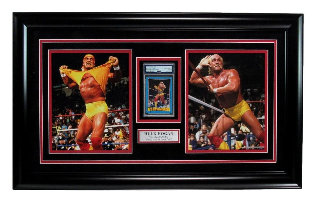 99561 Hulk Hogan HOF WWE Signed Trading card w/ 8x10 Photo Collage Framed PSA/ DNA (1 of 3)