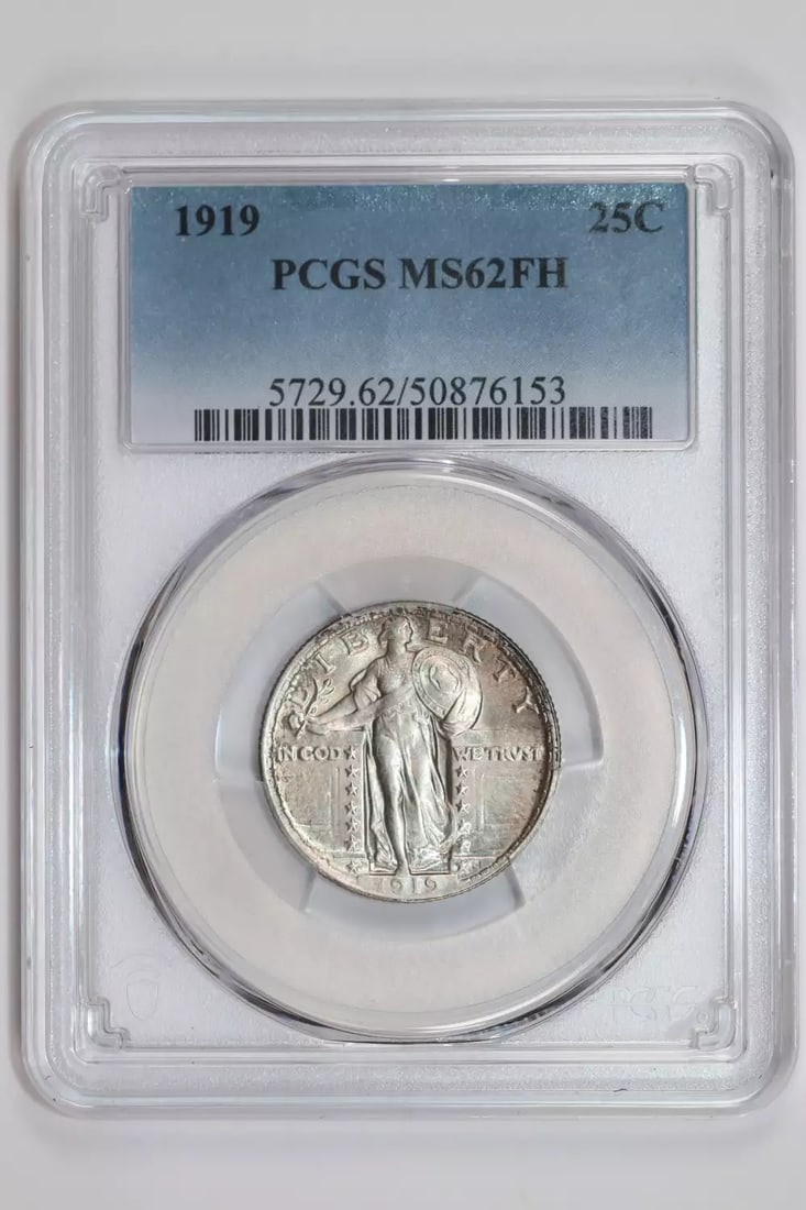 FH 1919 STANDING LIBERTY QUARTER PCGS MS62: FH 1919 STANDING LIBERTY QUARTER PCGS MS62 This listing features FH 1919 STANDING LIBERTY QUARTER PCGS MS62. Item specifics are provided below. Item Specifics: Country Of Origin: USA Certification: PC