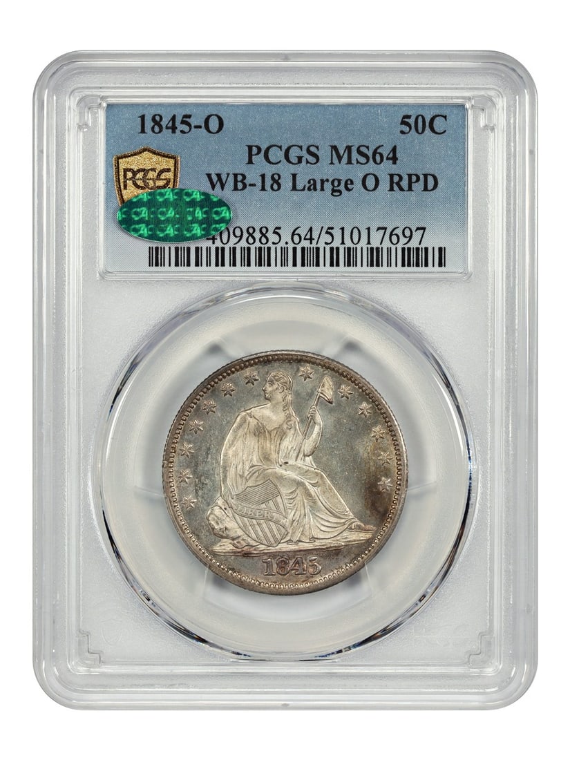 Liberty Seated Half Dollar - 1845-O 50C PCGS/ CAC MS64 (RPD, Large O, WB-18) (1 of 4)