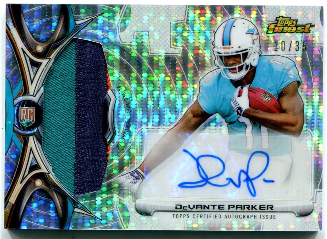 35 DeVante Parker Topps Finest Rookie Patch Auto 10/ (1 of 2)