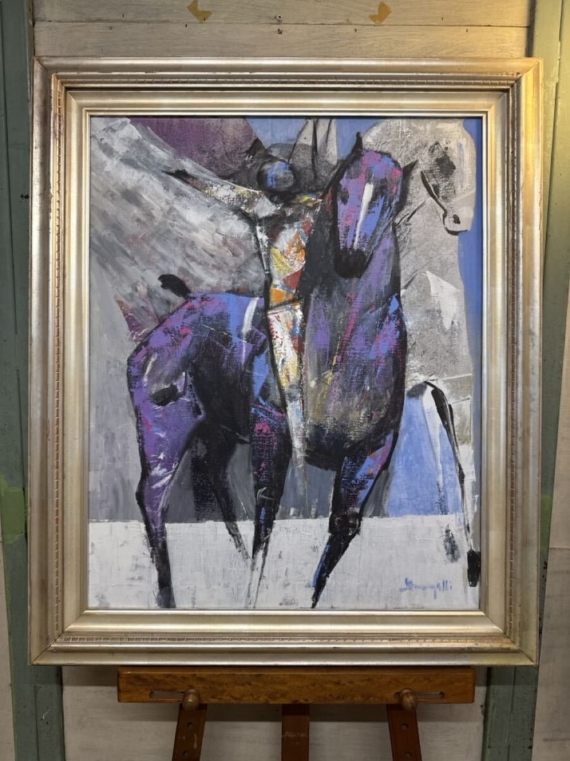 Signed Luigi Fumagalli (Italy) "Circo Equestre II" Original Oil Painting 30F (1 of 9)