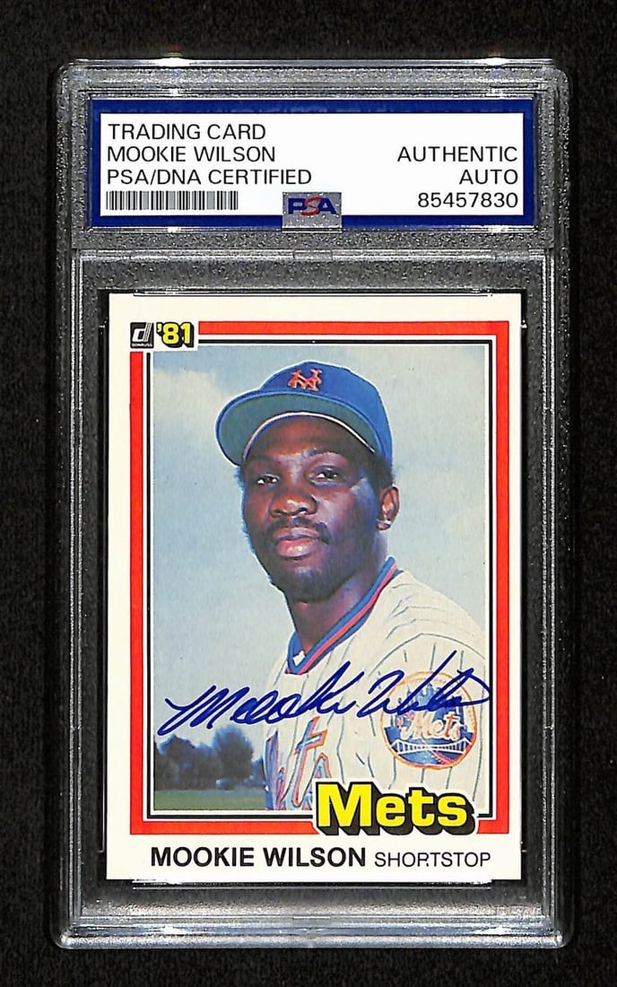 195152 Mookie Wilson Signed/ Auto 1981 Donruss RC Rookie Card #575 Mets PSA/ DNA (1 of 2)
