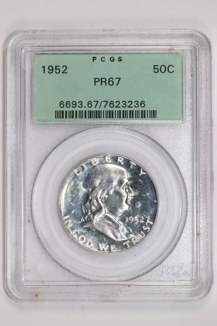 VERY PQ - 1952 PROOF FRANKLIN HALF DOLLAR PCGS PR67 OGH (1 of 2)